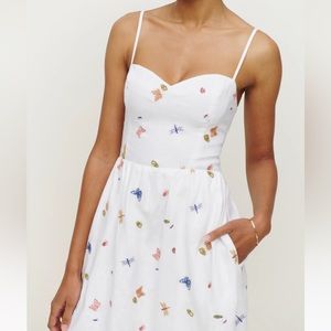 Reformation Zander Linen Dress in Ladybugs